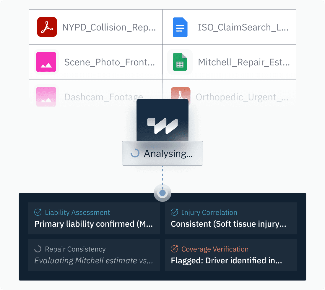 Analysis dashboard showing files and case outcomes