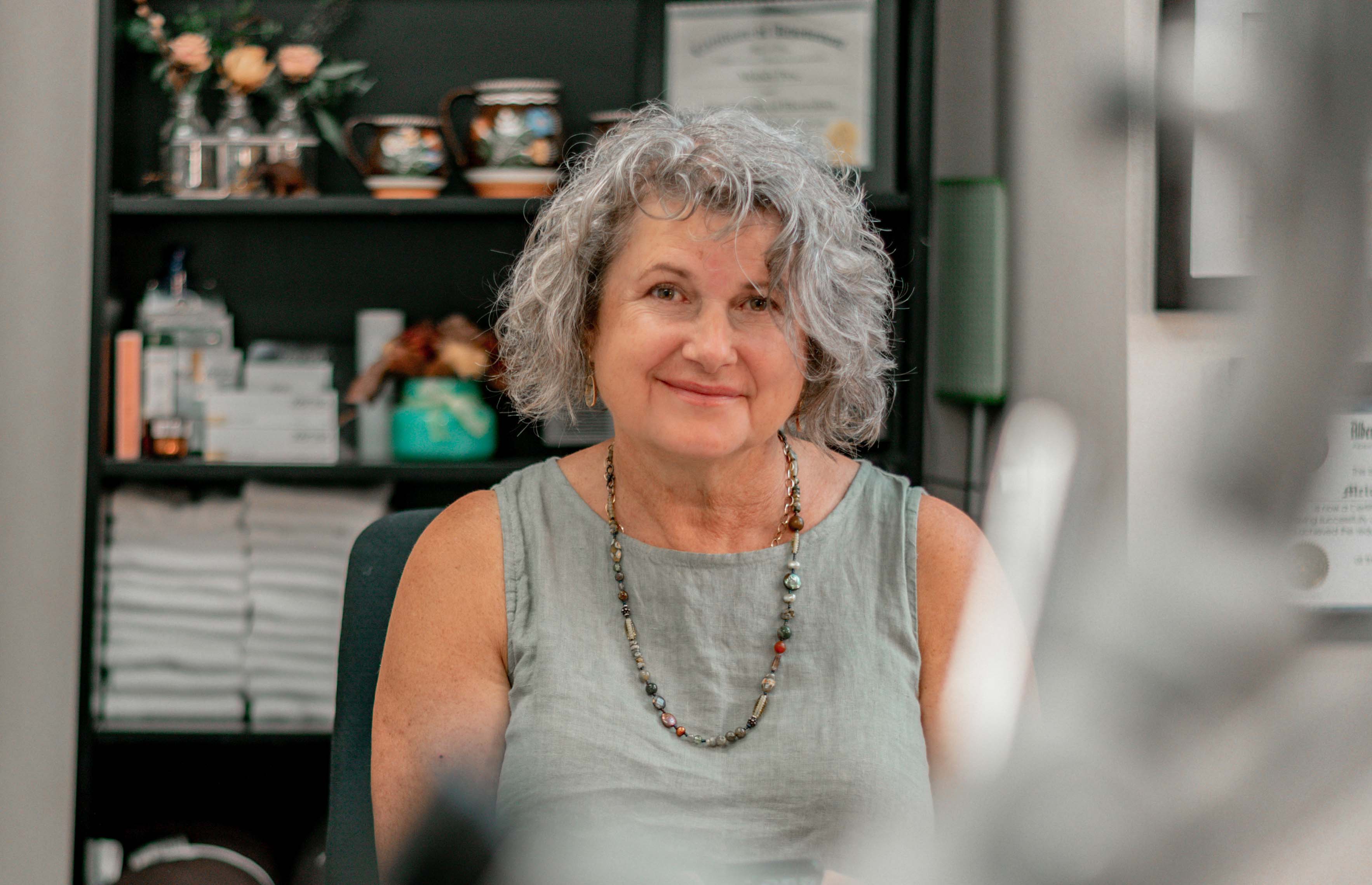 Melody Allard, Certified Professional Electrologist, in the Allard Studio treatment room