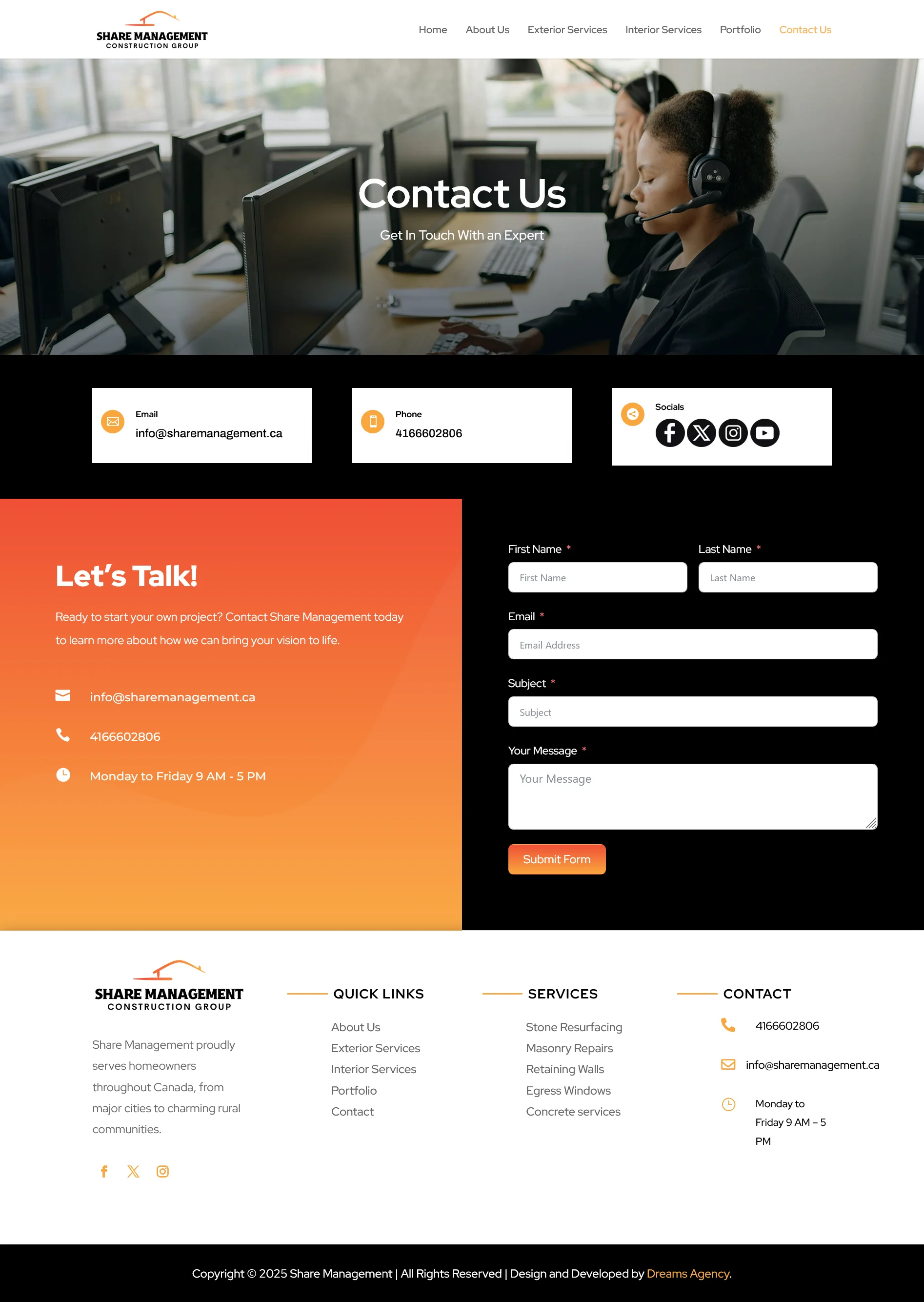 Contact Us - Share Management website developed & designed by Dreams Agency Mississauga, Ontario