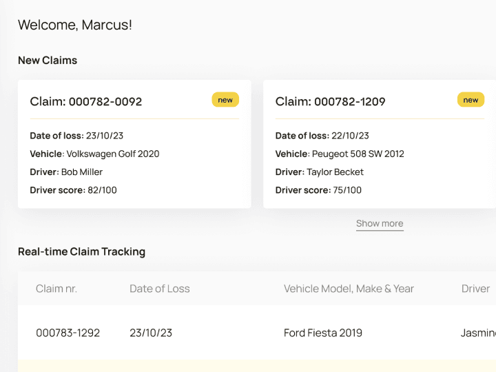Motion Shield's insurer dashboard