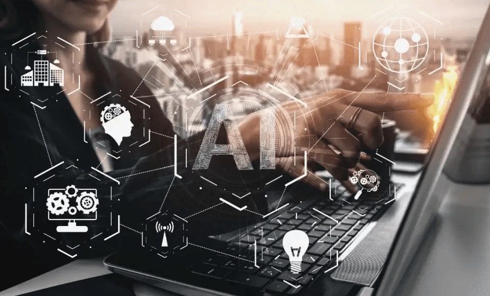 Image of a city skyline with the word AI overlayed.