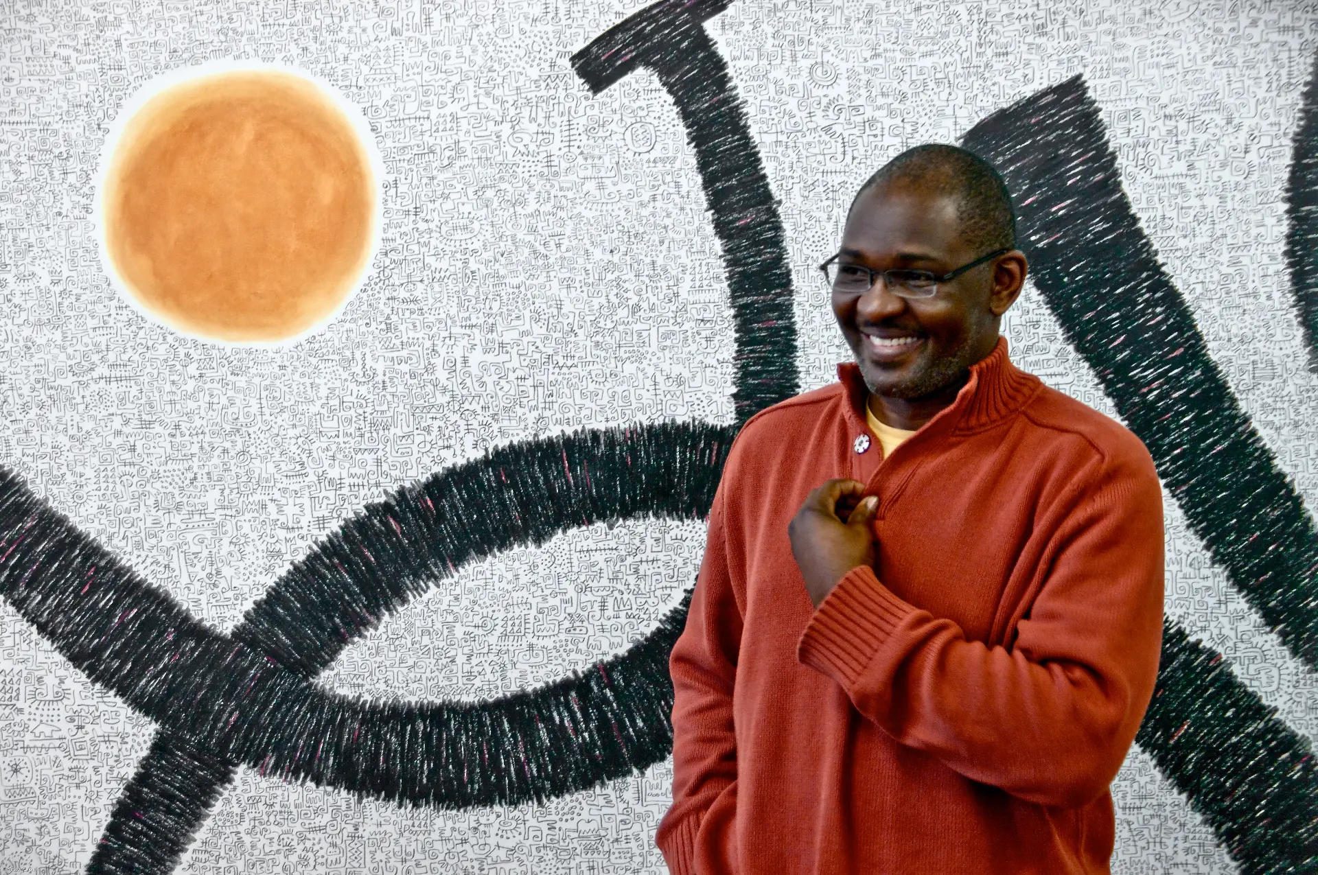 Composition No. 1
(2010). Pastel and graphite
on paper. 50 in. × 100 in.
In collection of
Smithsonian Institution
National Museum of
African Art