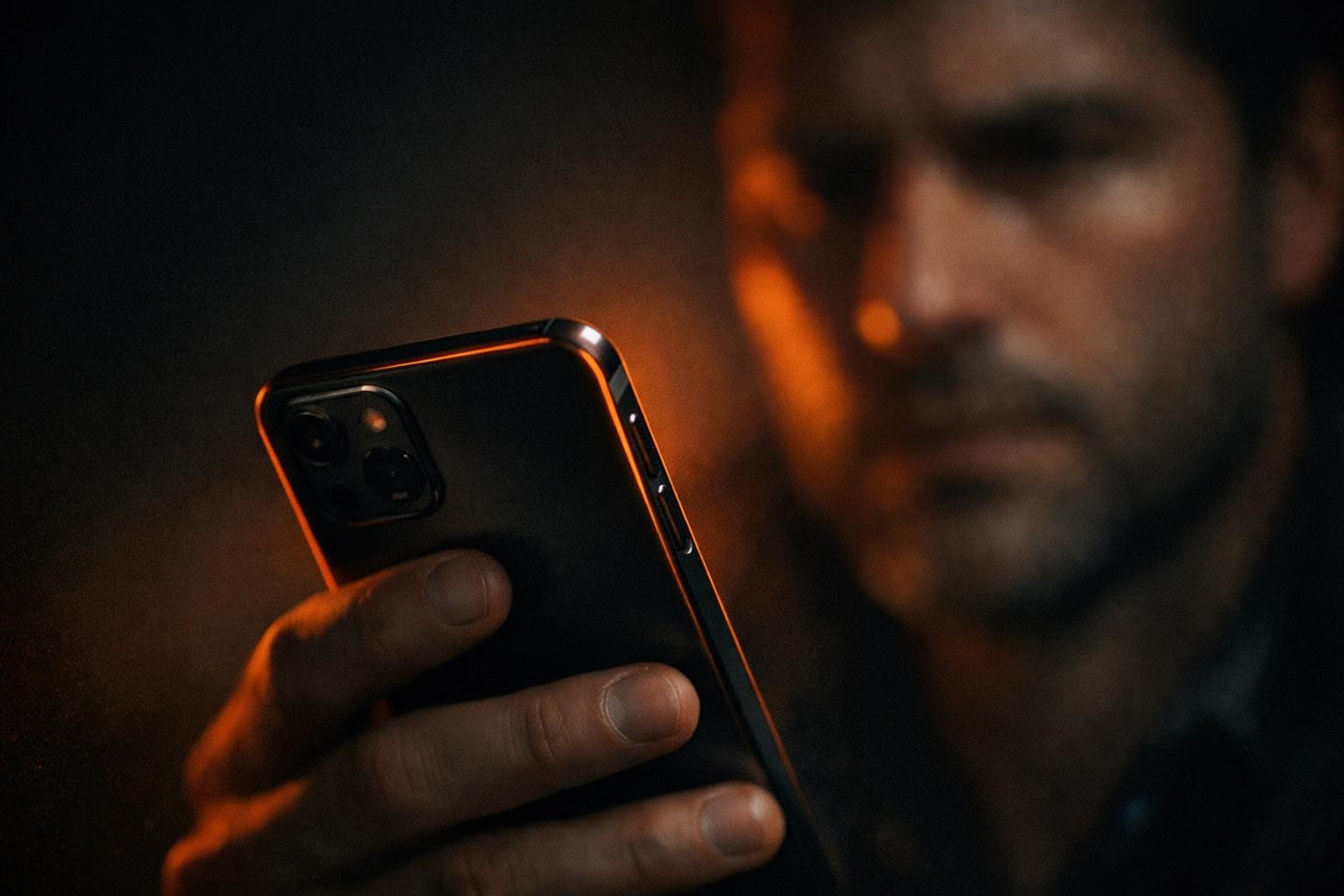 man texting on phone