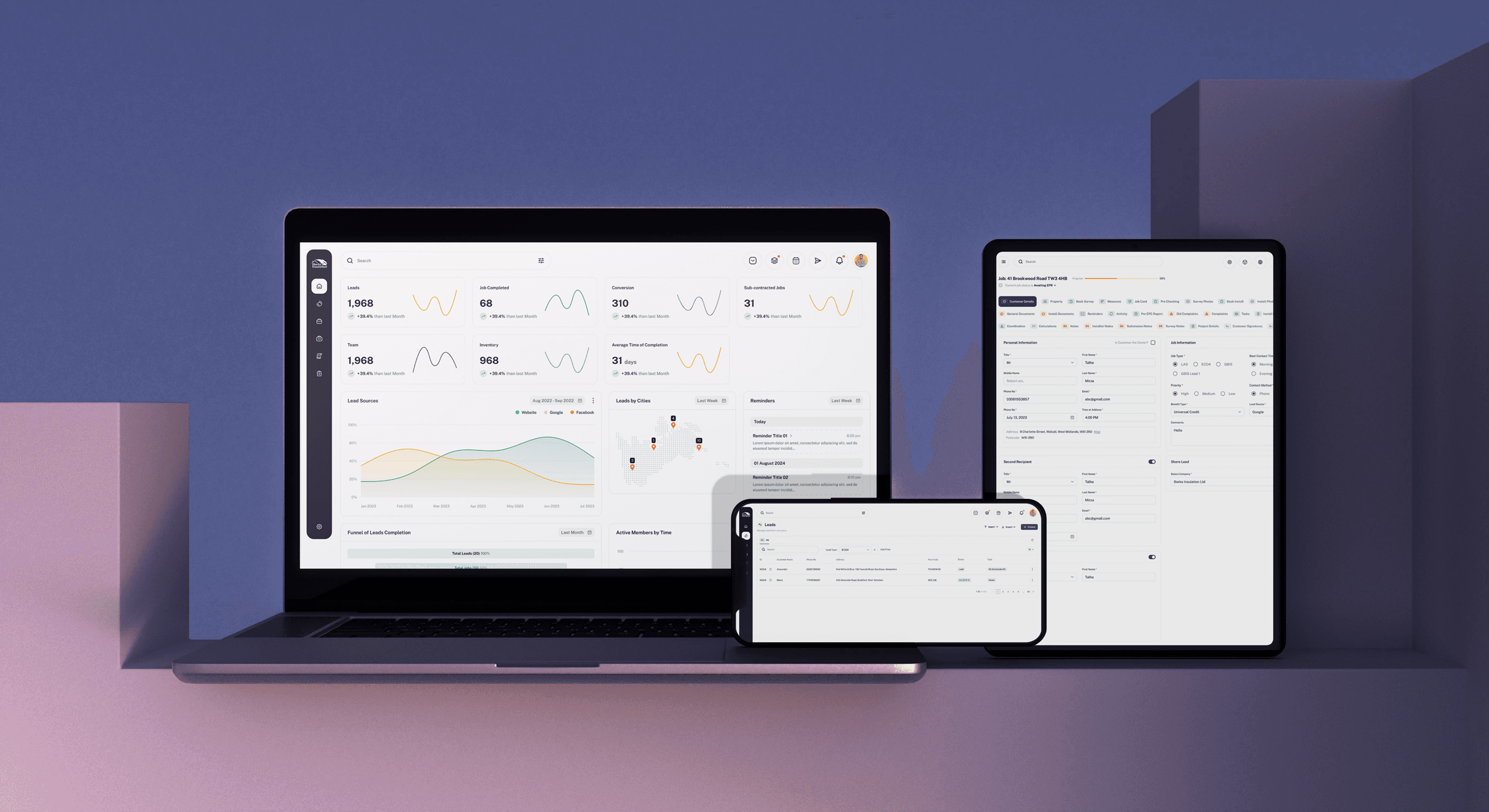 Lead Management Dashboard UI – Track Status and Assign Tasks in ECO4 CRM