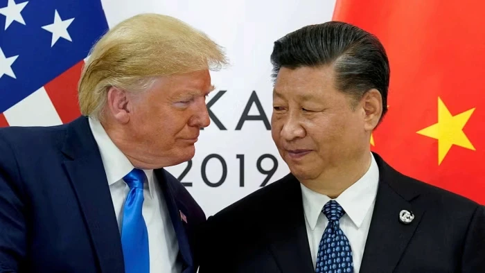 Two leaders talking during a U.S.-China meeting.