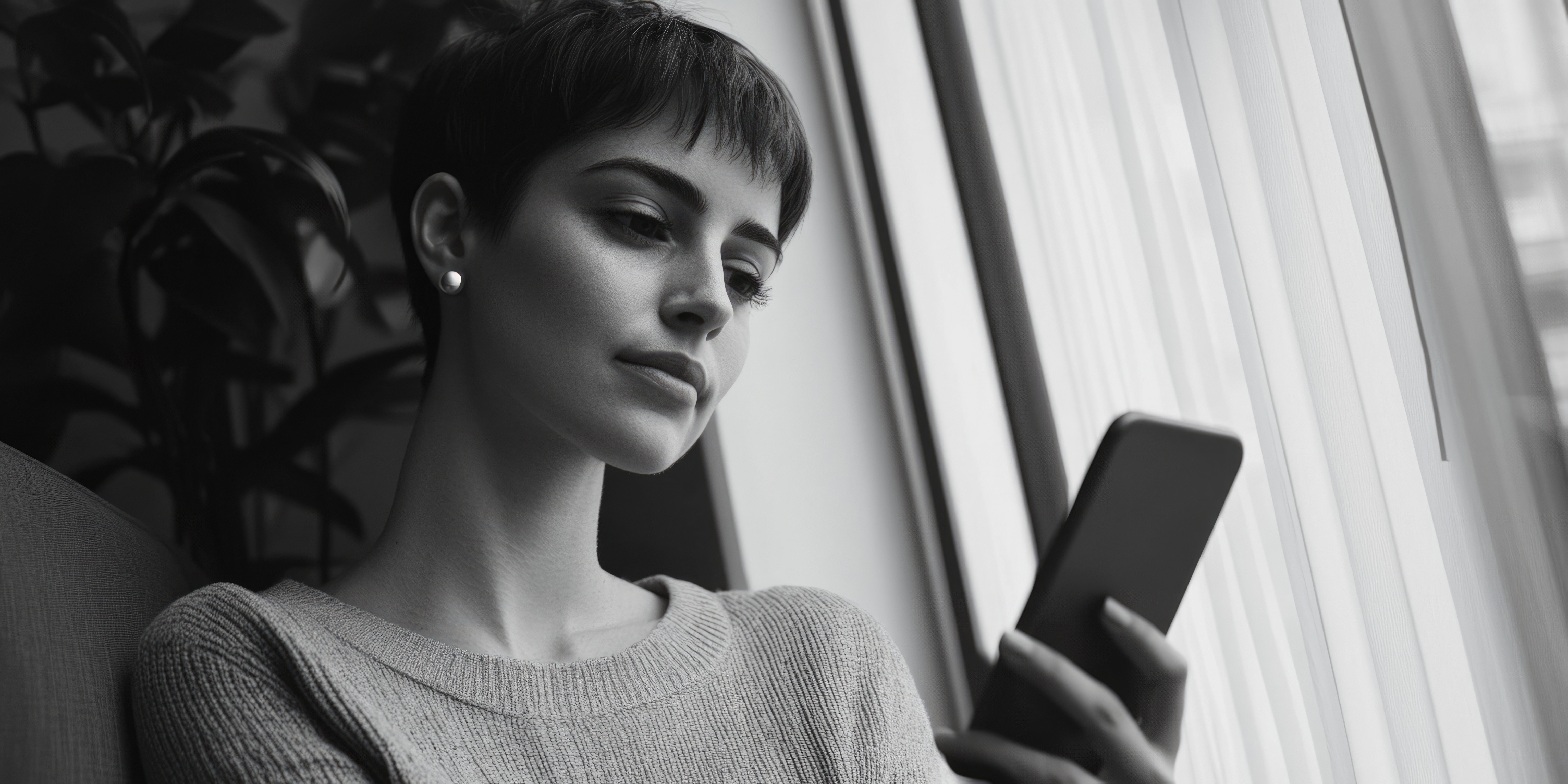 Young woman looking at her smartphone.