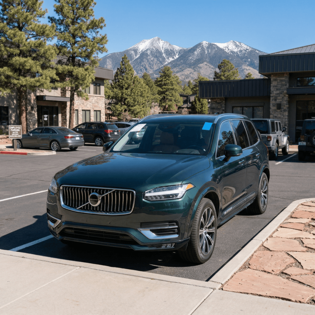 Dark gray Volvo XC60 after a hassle-free windshield replacement near downtown Flagstaff, AZ
