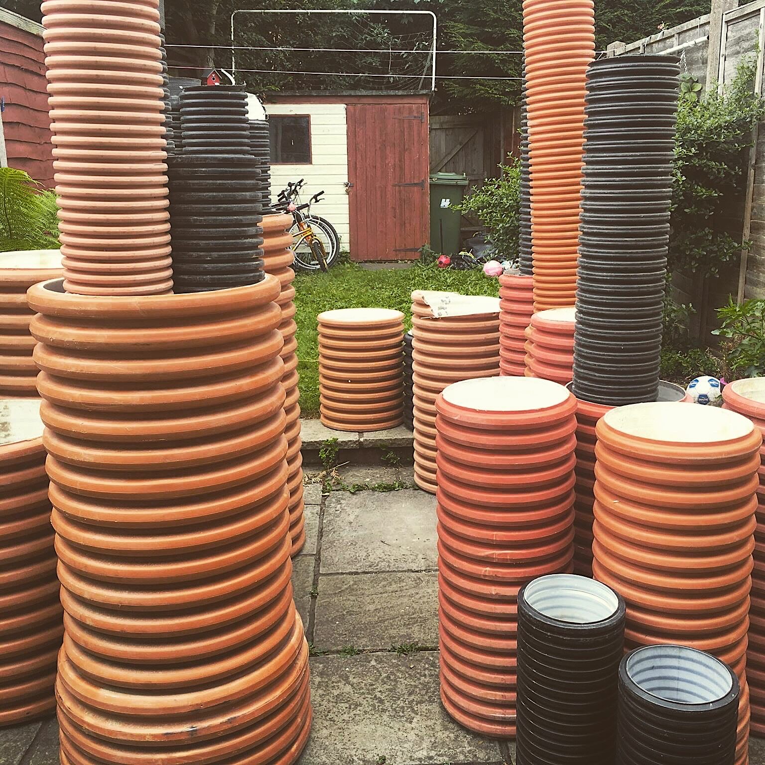 Drainage pipes in Filipe Henda back garden used for building the O7 drums