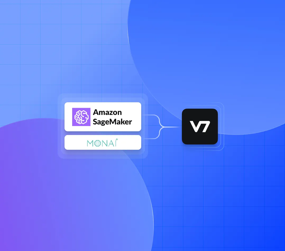 Logos of V7, Amazon SageMaker and MONAI
