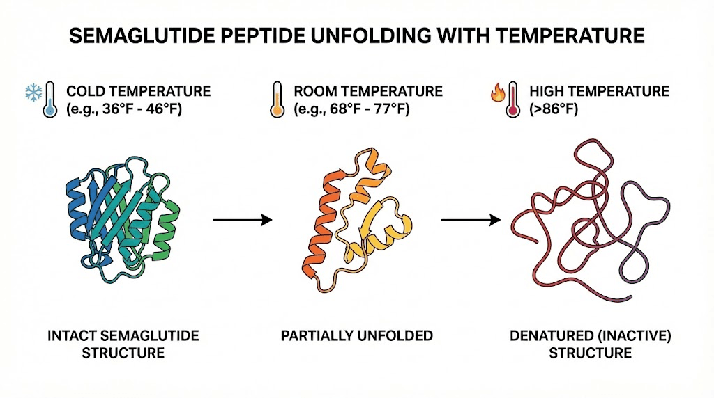 Semaglutide peptide denaturation at different temperatures