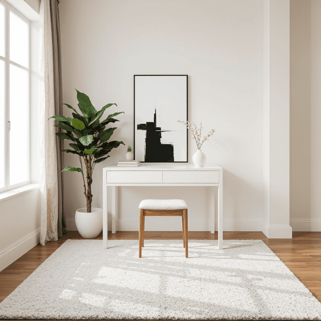 product photography of Modern minimalist vanity table