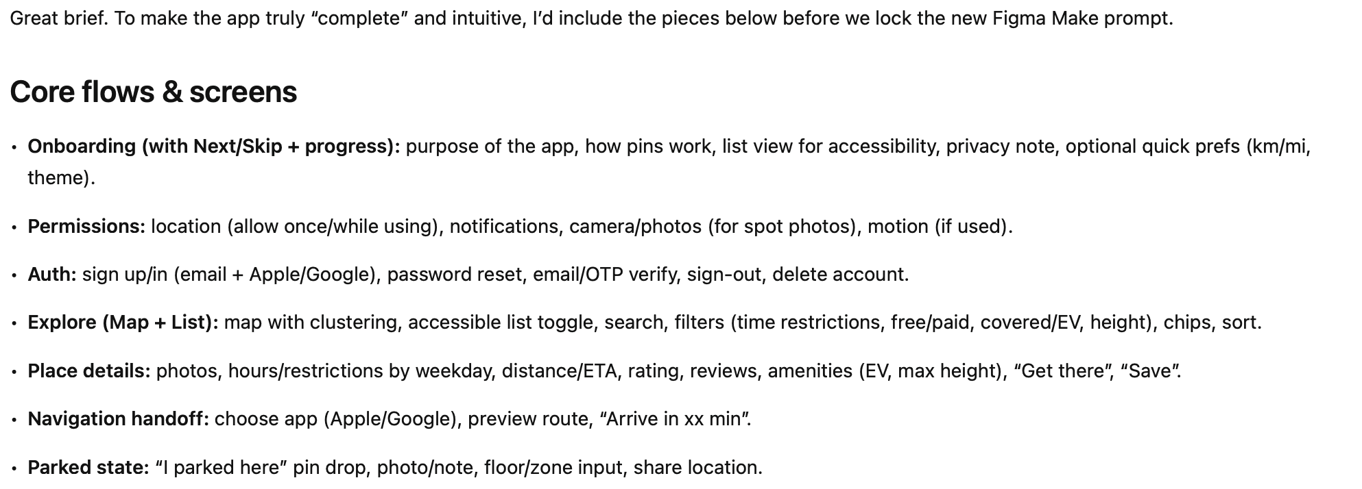 Screenshot of ChatGPT suggestions
