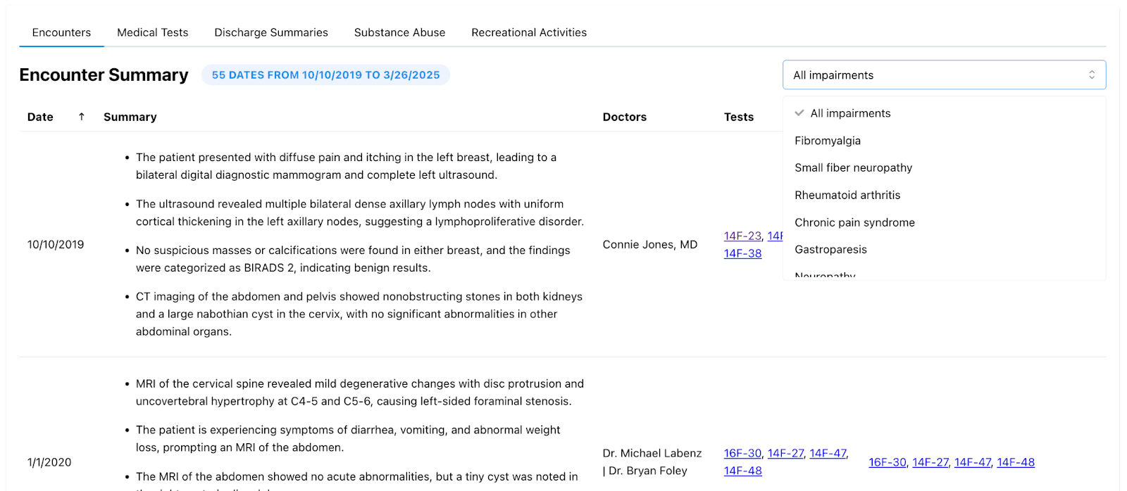 medical chronologies for disability law firm software