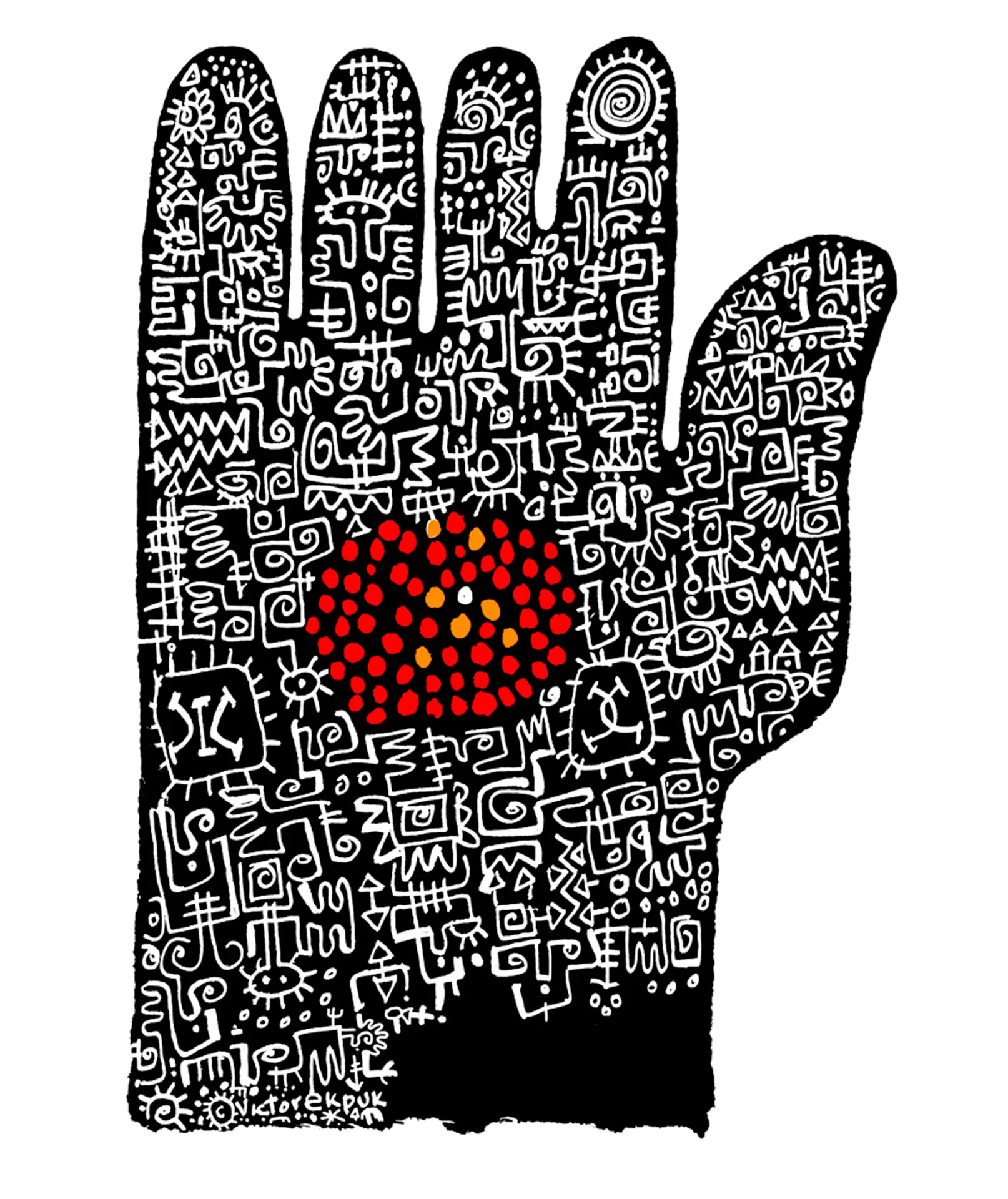 “All Fingers Are Not Equal”,
 mixed media drawing, 2008