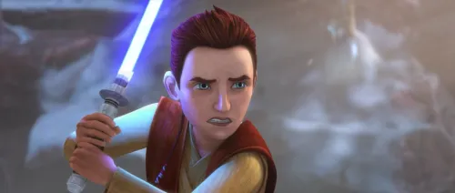 Young Kanan Jarrus/Caleb Dume wielding a blue lightsaber