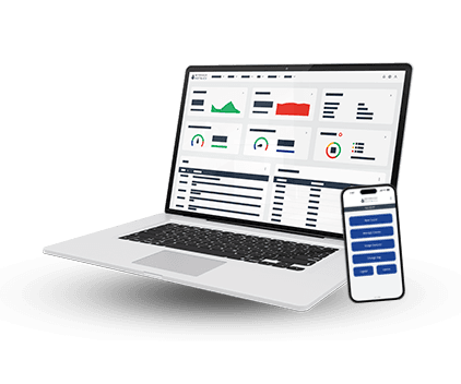 Beverage Metrics Dashboard and App on Laptop and Phone Screens