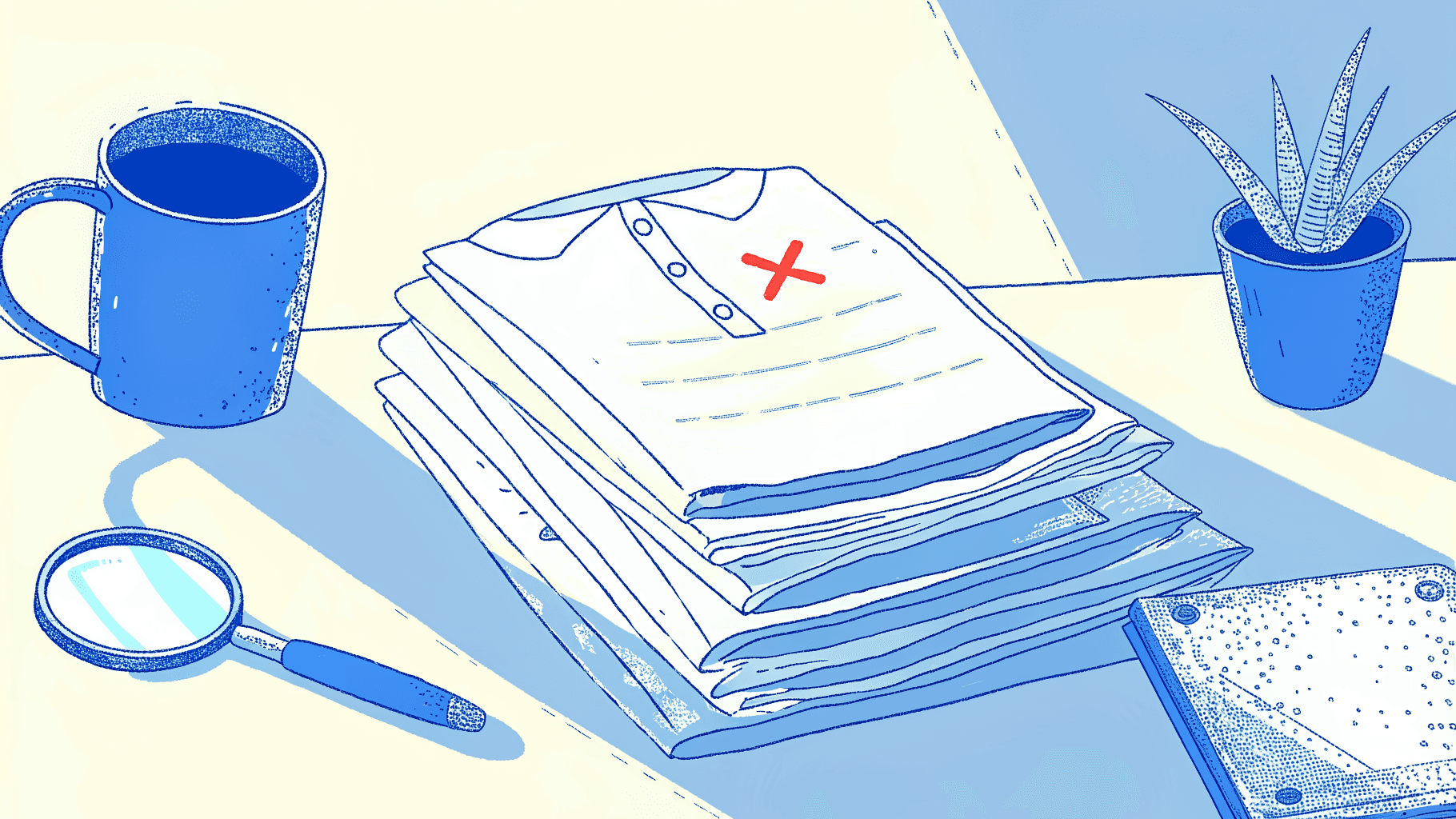 Resale certificate document spotlighted beside a tax-exempt stack of blank wholesale t-shirts