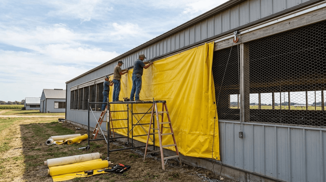 two men working on the roof of a house