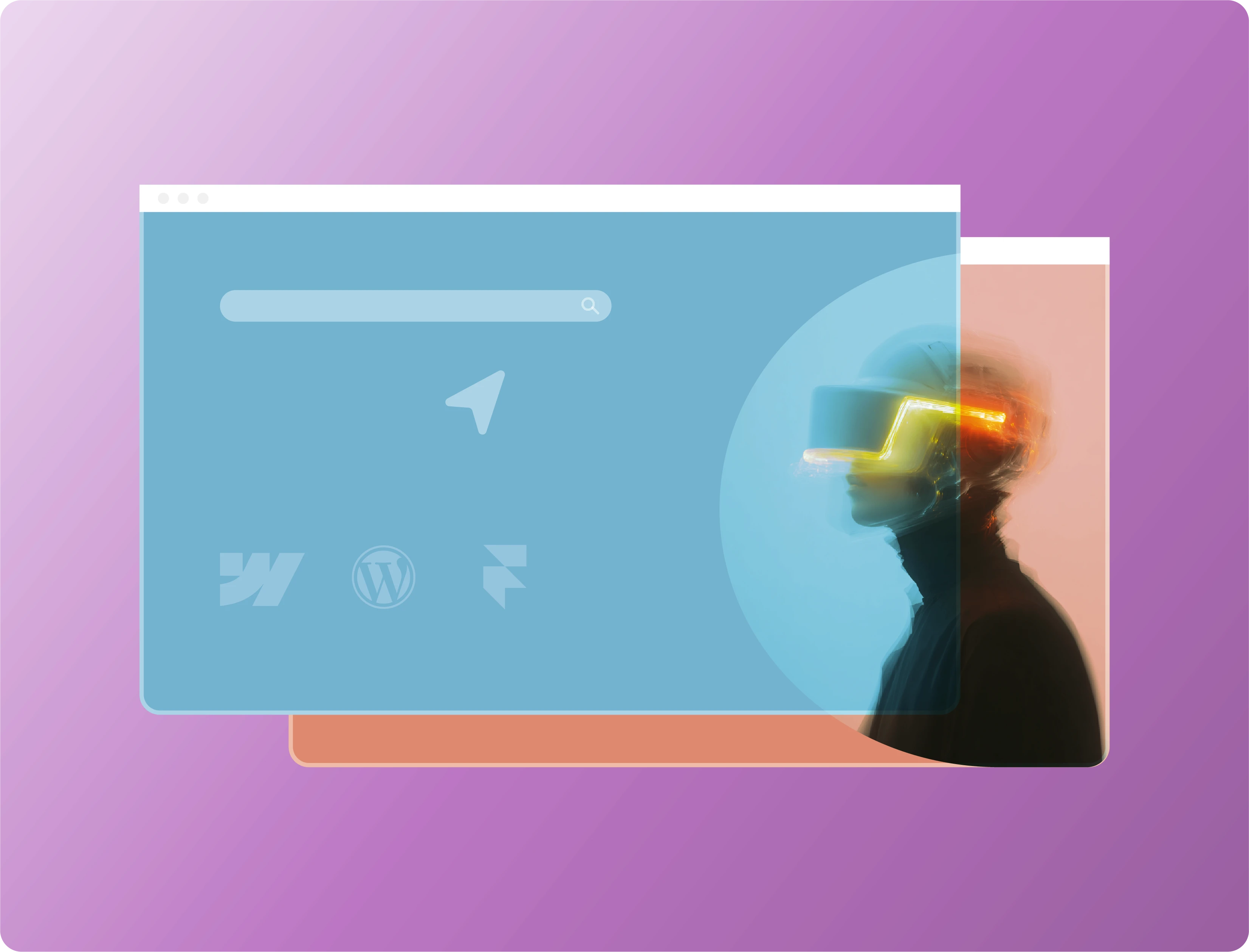 Motion-blurred silhouette against orange background.