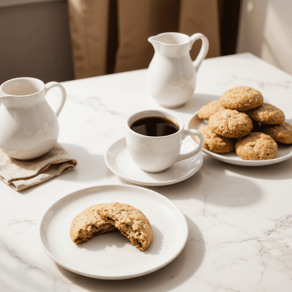 product photography of coffee and cookies
