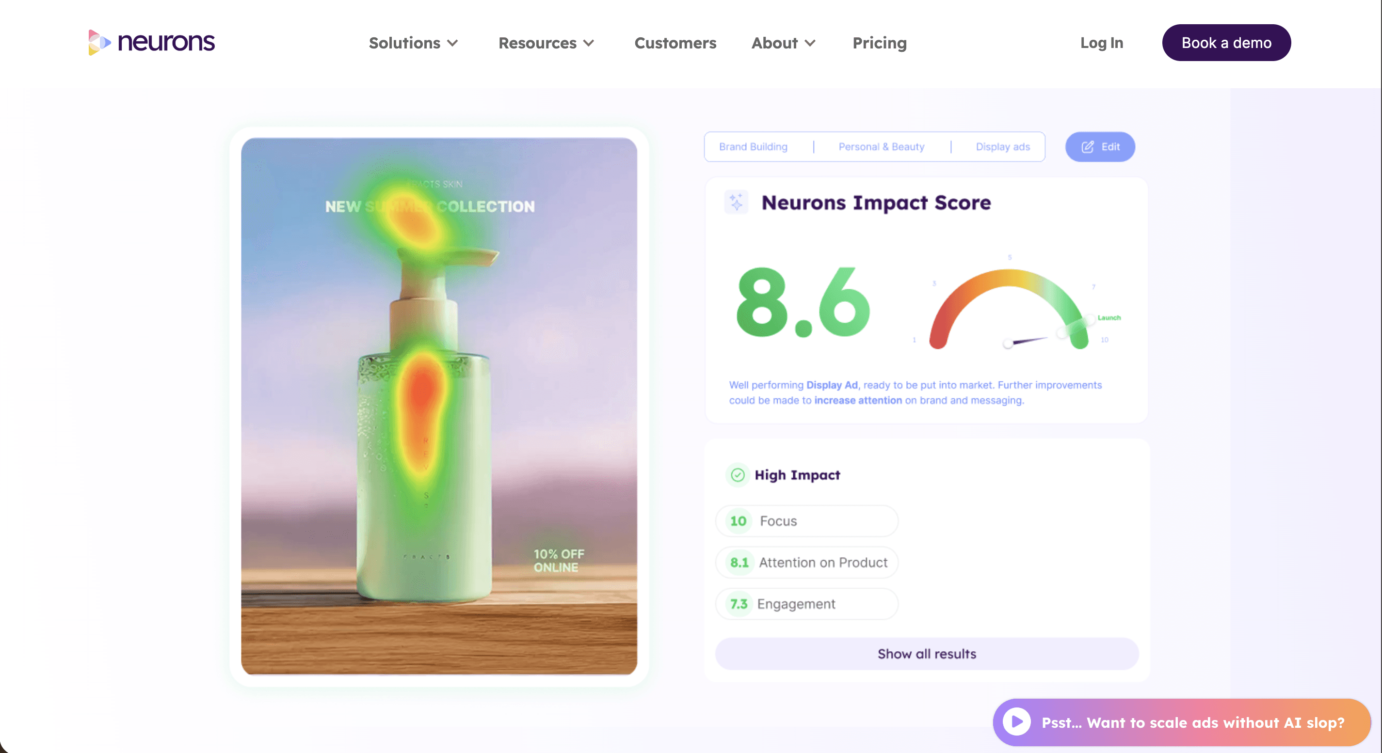 Website Dashboard Landing page for Neuron AI