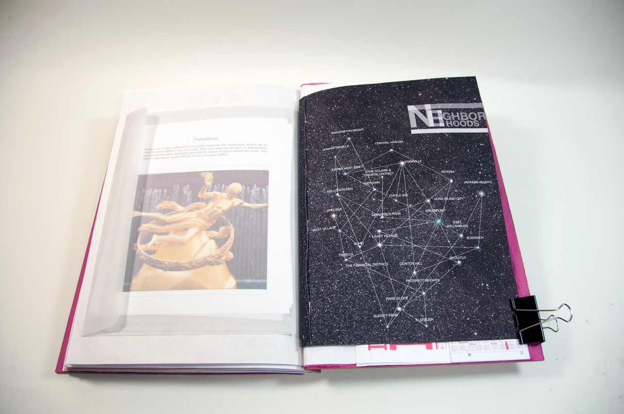 an opened book with a page depicting a constellation with explanatory text