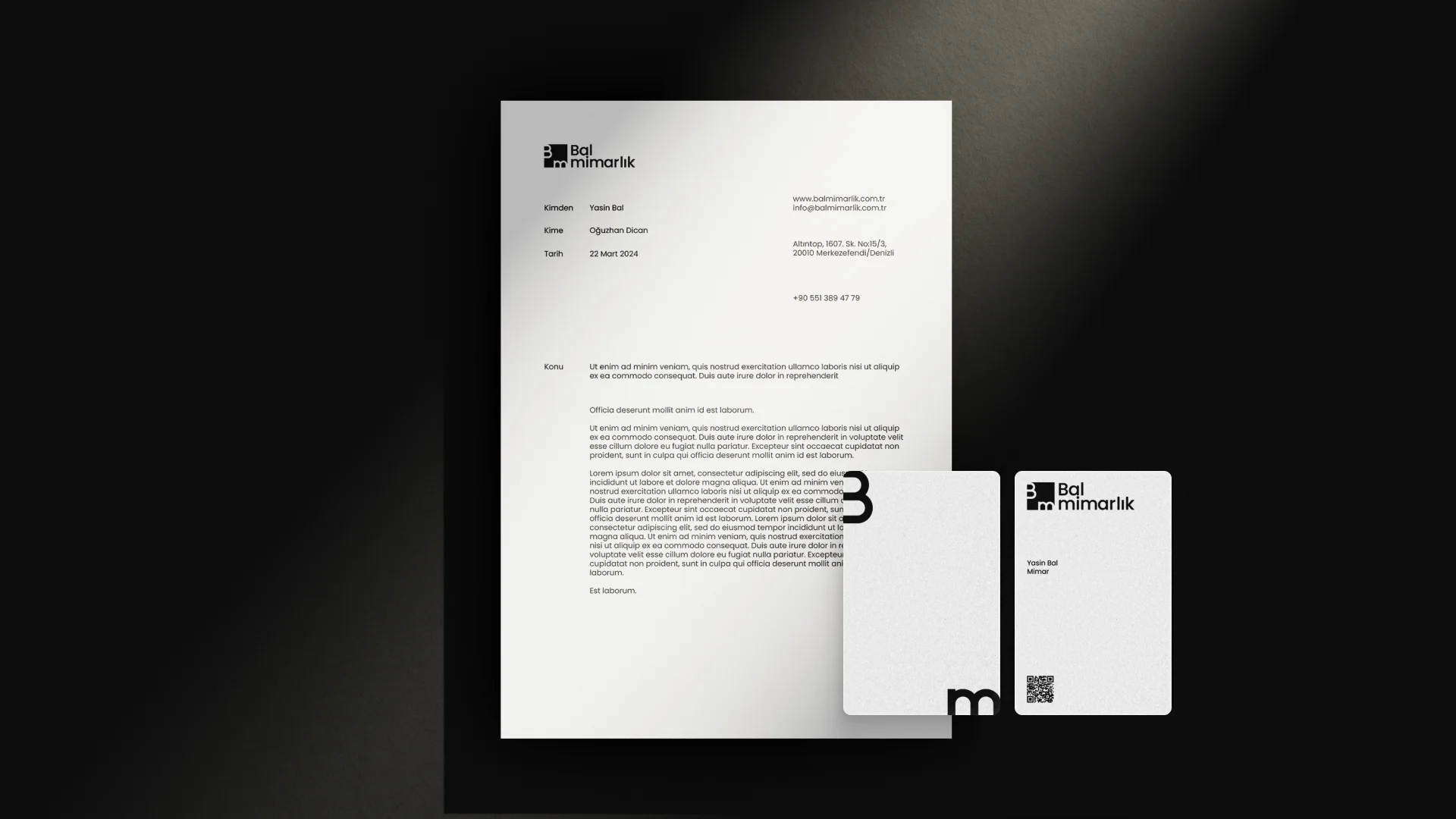 Business card and letter design mockup