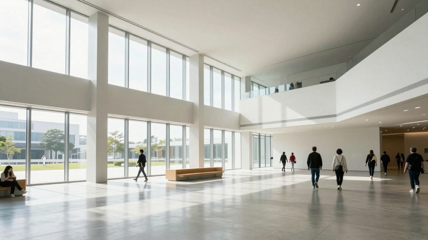 Interior view of modern museum entrance hall