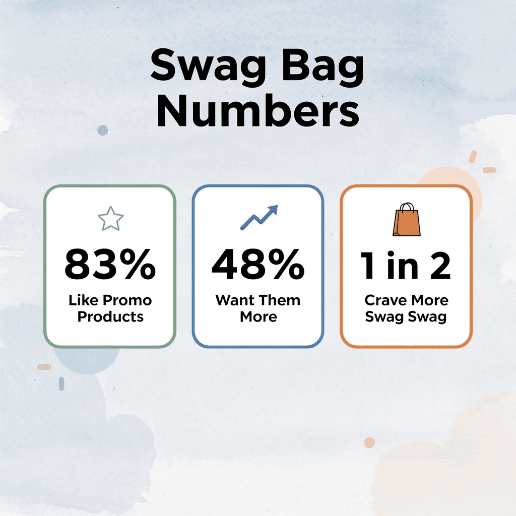  Stats infographic showing 83% like promotional products and 48% want them more often
