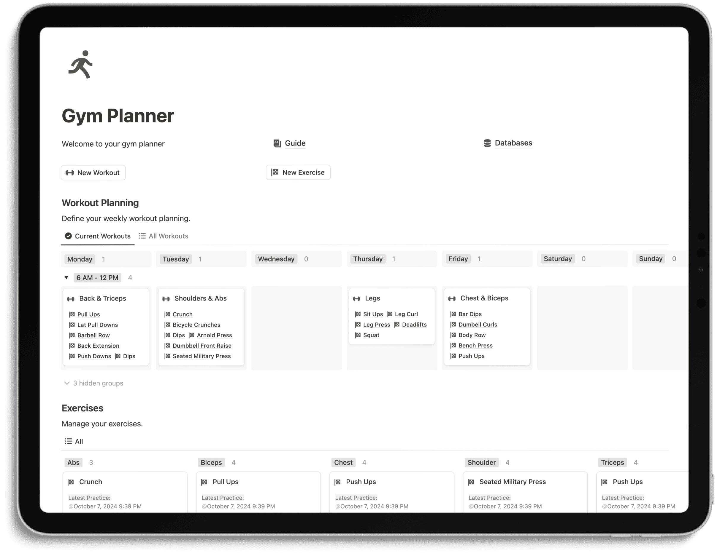 Notion Gym Planner