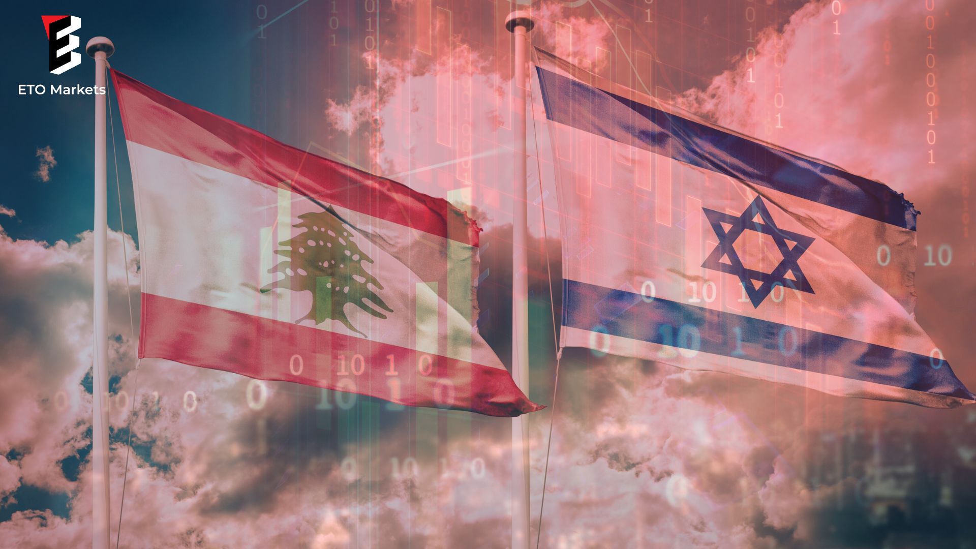 Image depicting the Israeli and Lebanese flags side by side