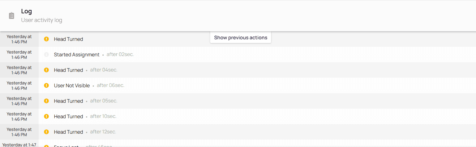 6. Action Log — screenshot 8