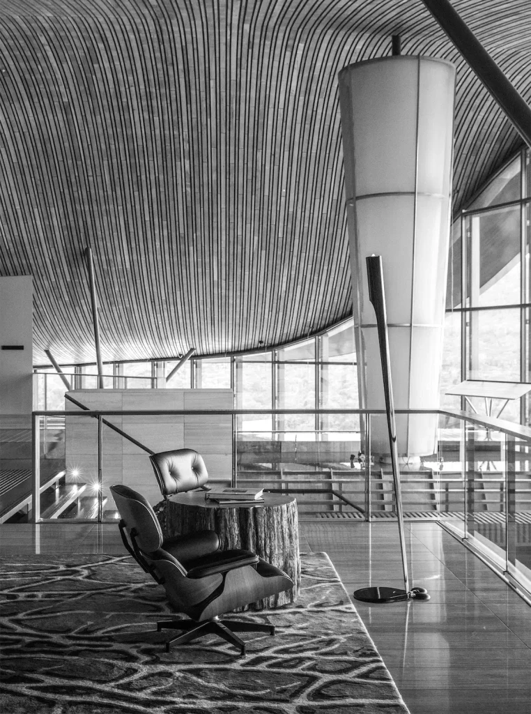 Interior of Saffire Freycinet luxury lodge in Tasmania near Freycinet National Park, a premium destination for travellers arriving by private jet to Hobart