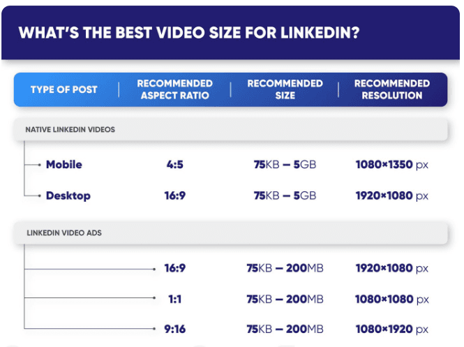 linkedin video specs