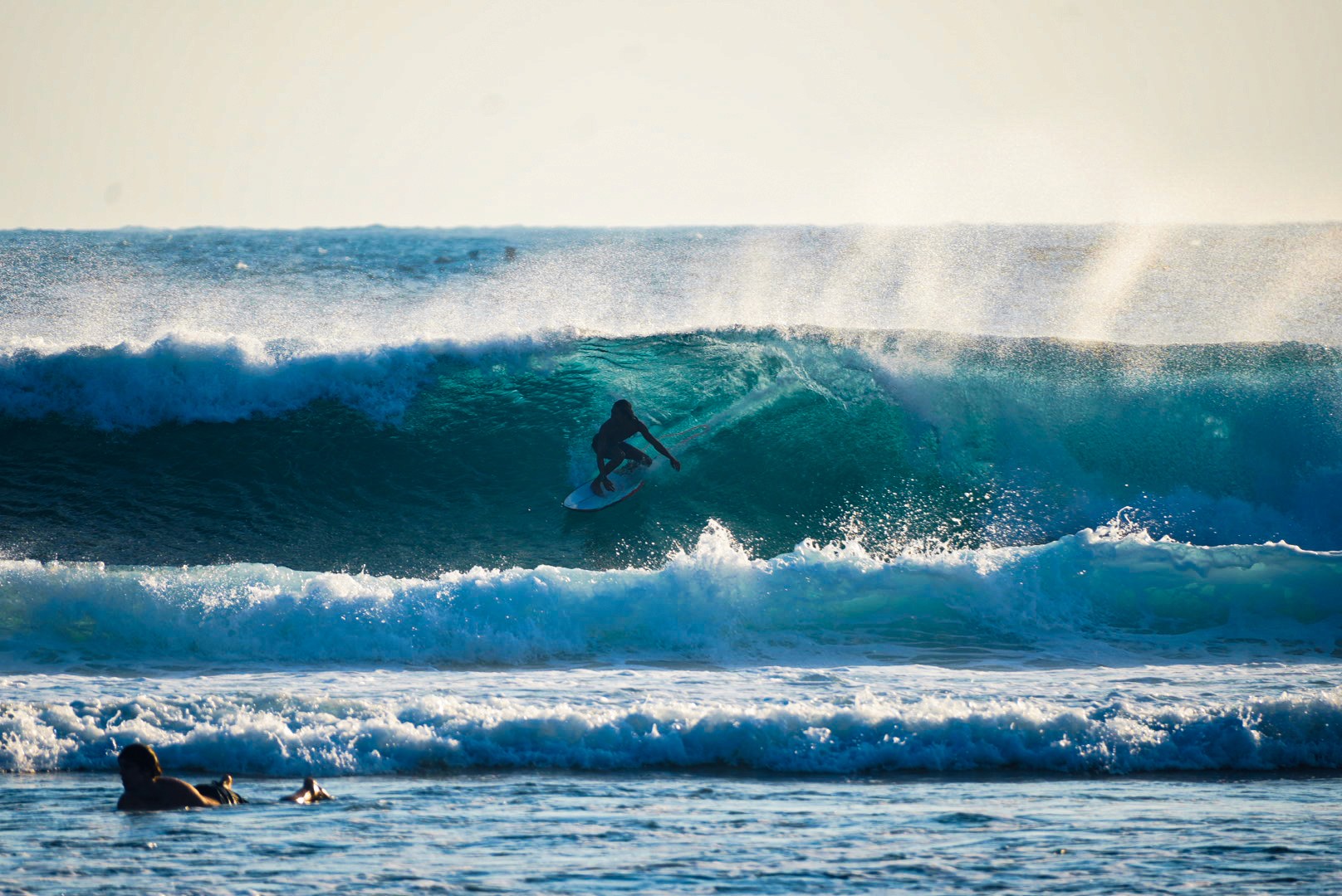 man surfing with big wave