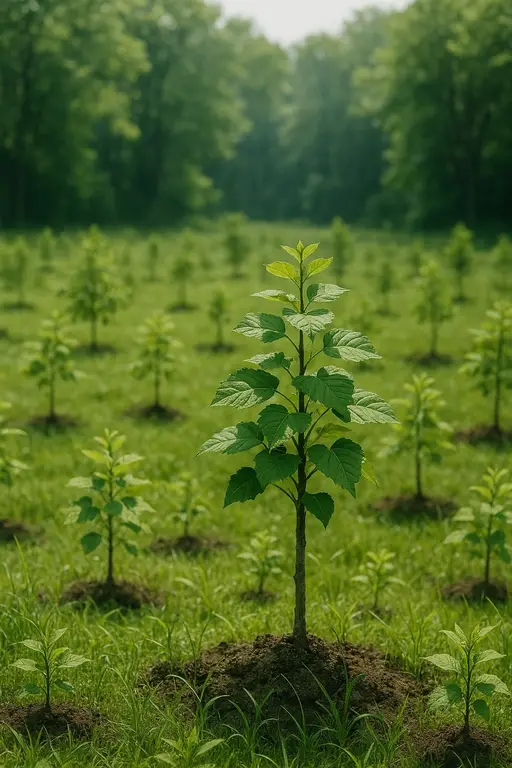 Close-up of a tree stump showing growth rings and a textured brown wood surface.