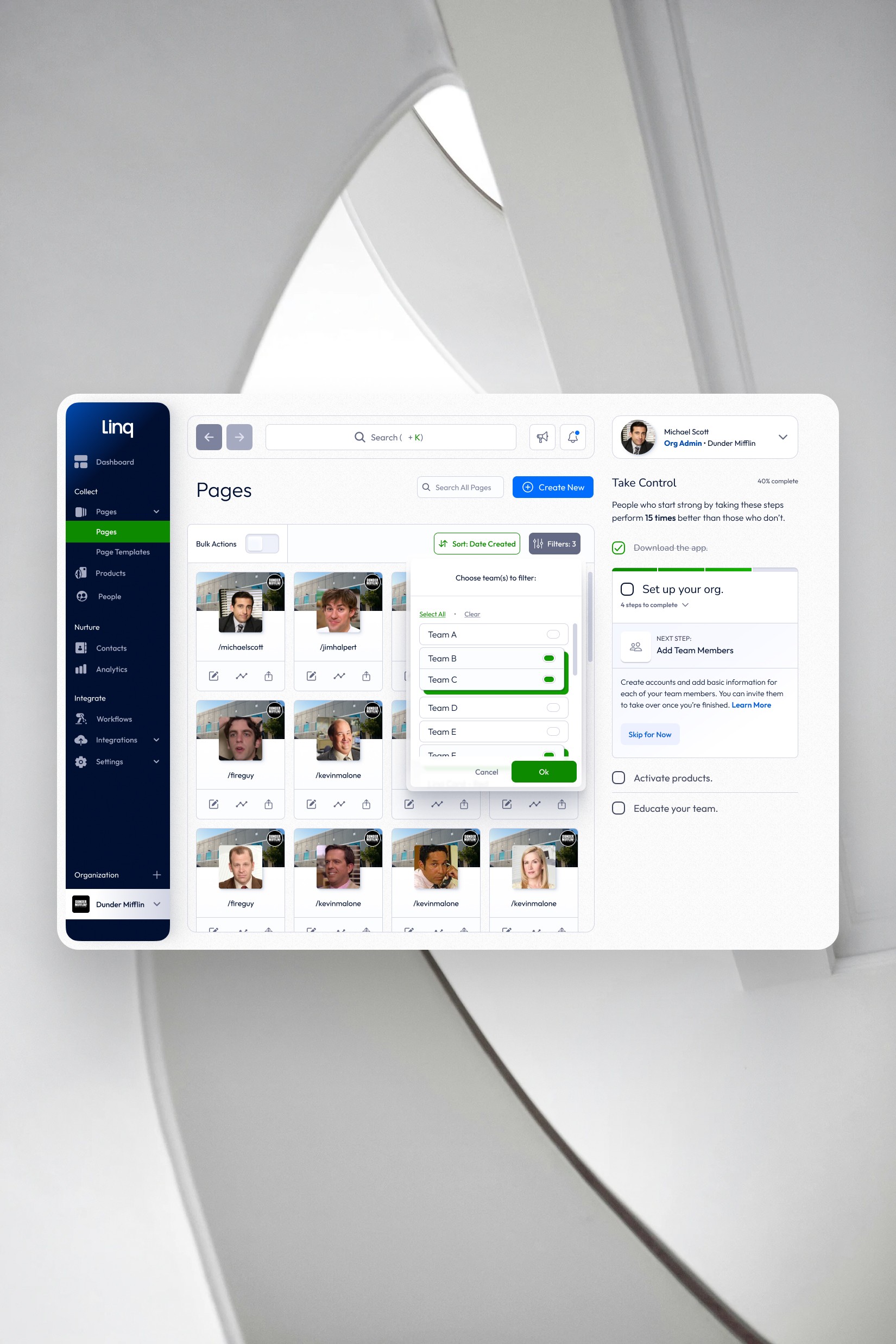 Linq Desktop Admin Screen