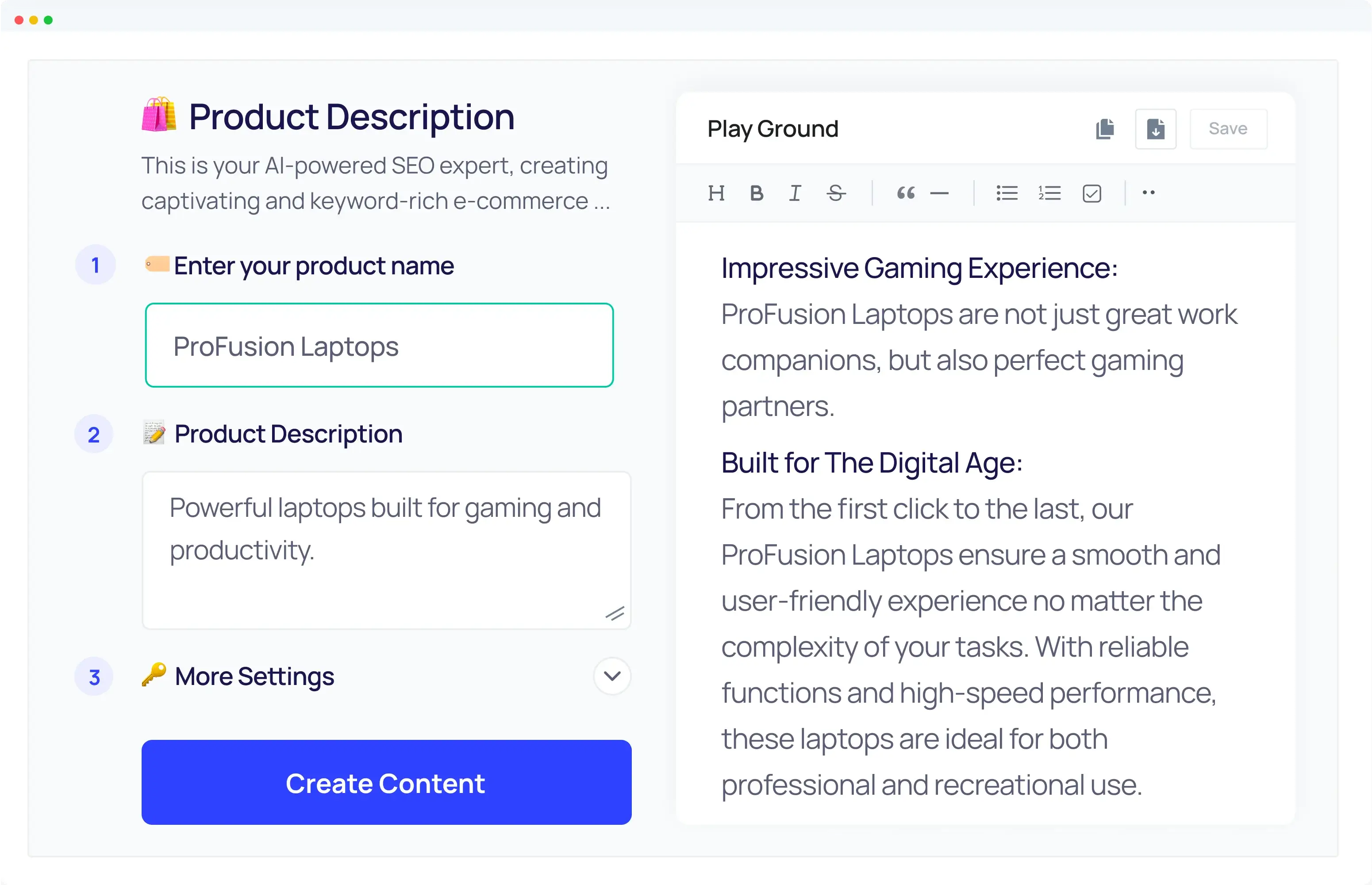 Product Description Generator Example - 2