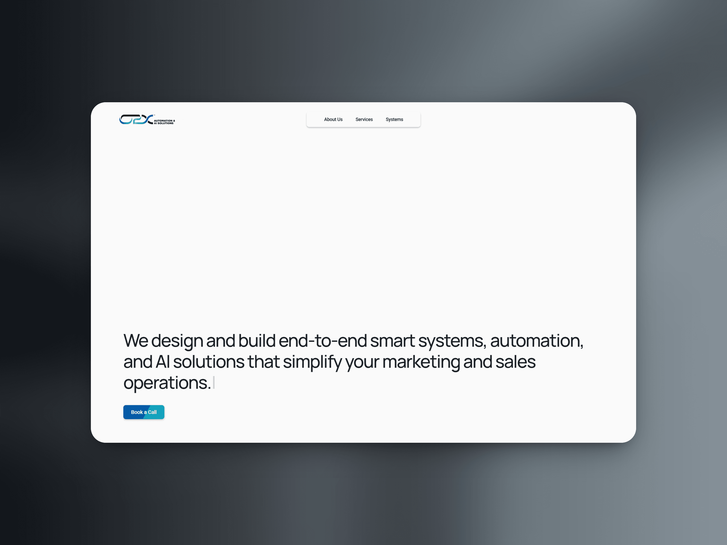 Front Image of O2X Solutions Website