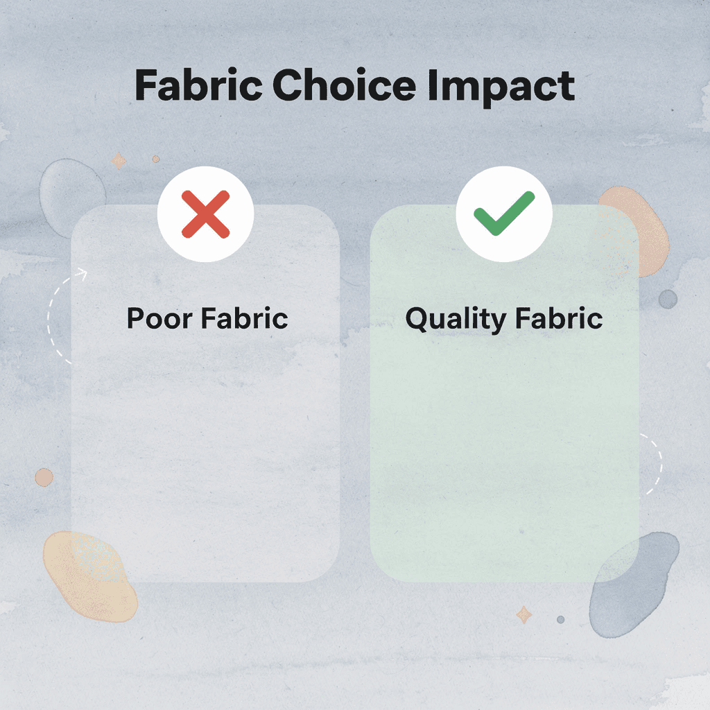 Before and after comparison showing impact of fabric choice - 70th Birthday Party Ideas