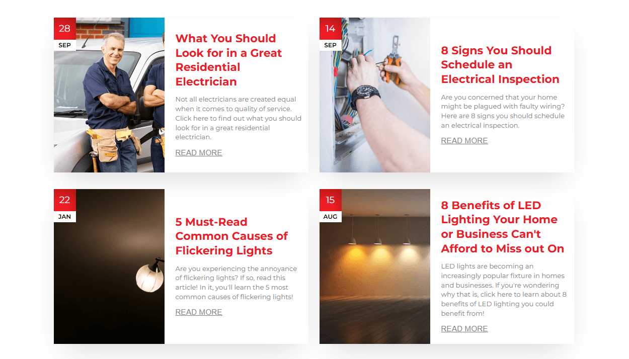 electrician website with blog content