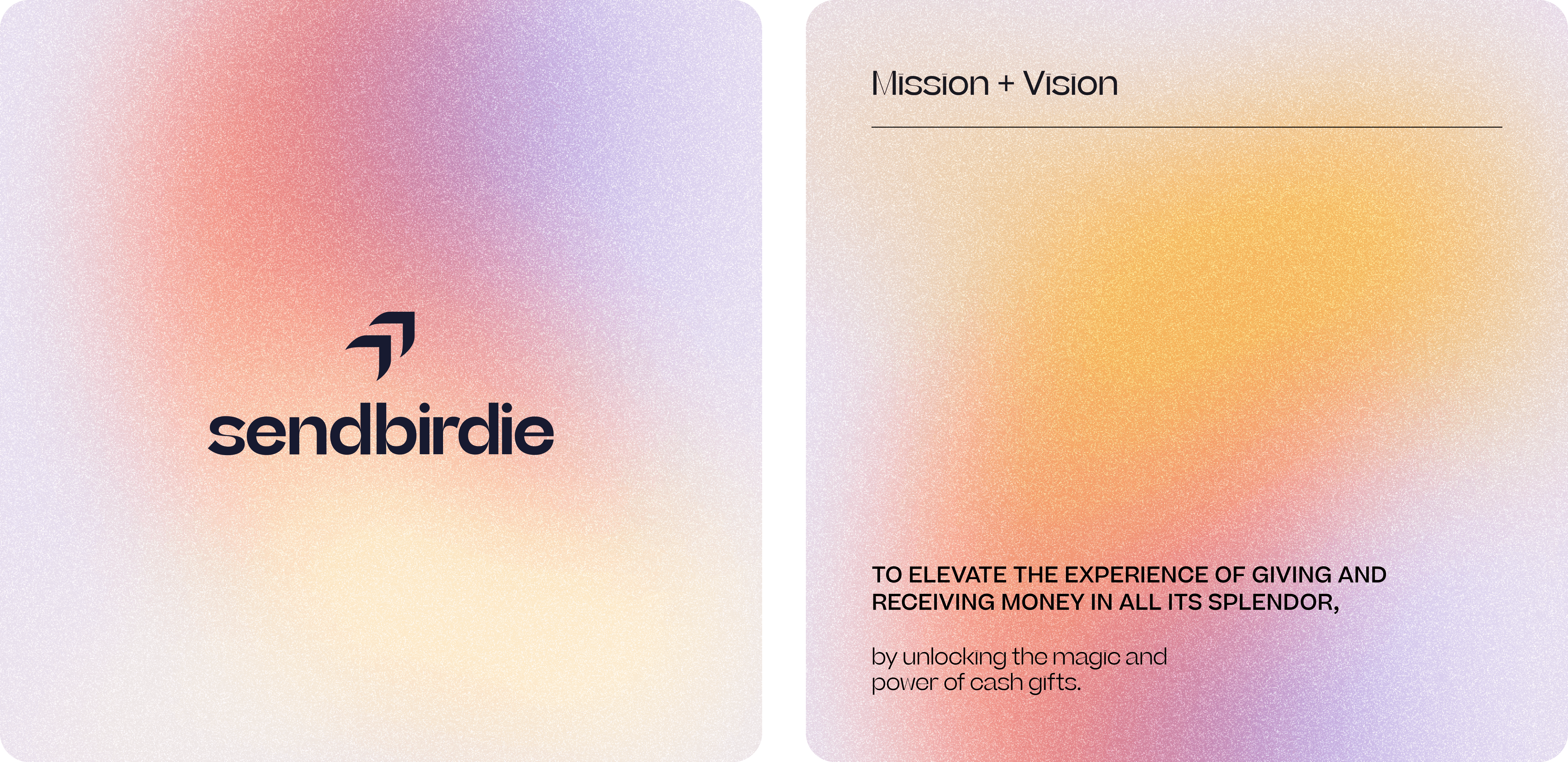 Abstract design featuring gradient colors with the text "sendbirdie" prominently displayed.