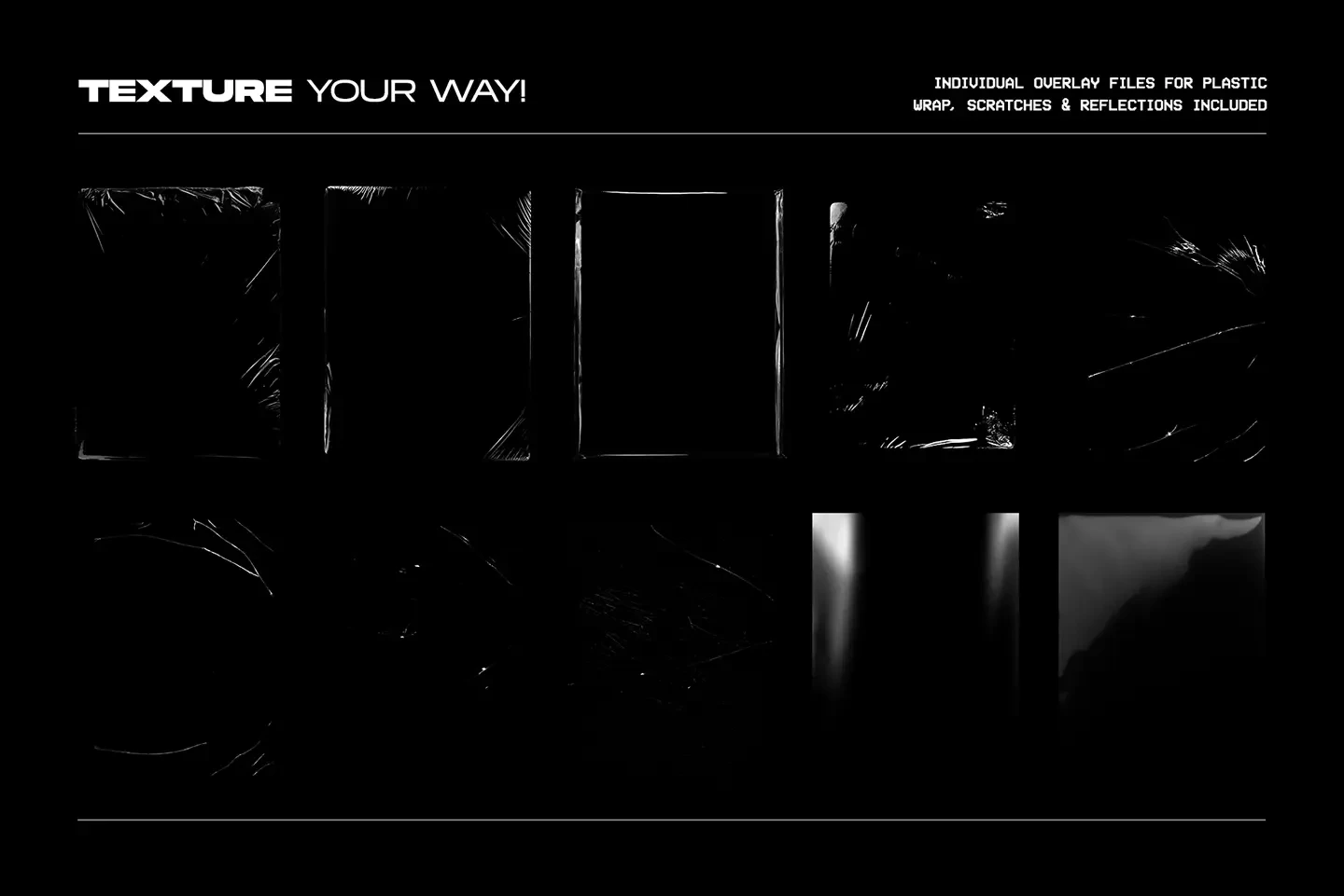 DVD jewel case mockup plastic wrap texture overlays scratches and reflection effects