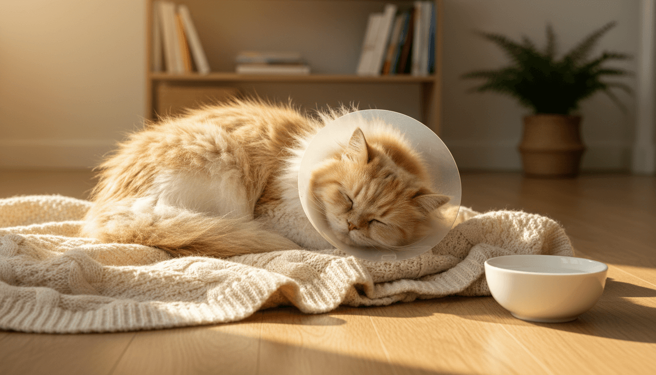 Owner with pets in the living room with fireworks glow