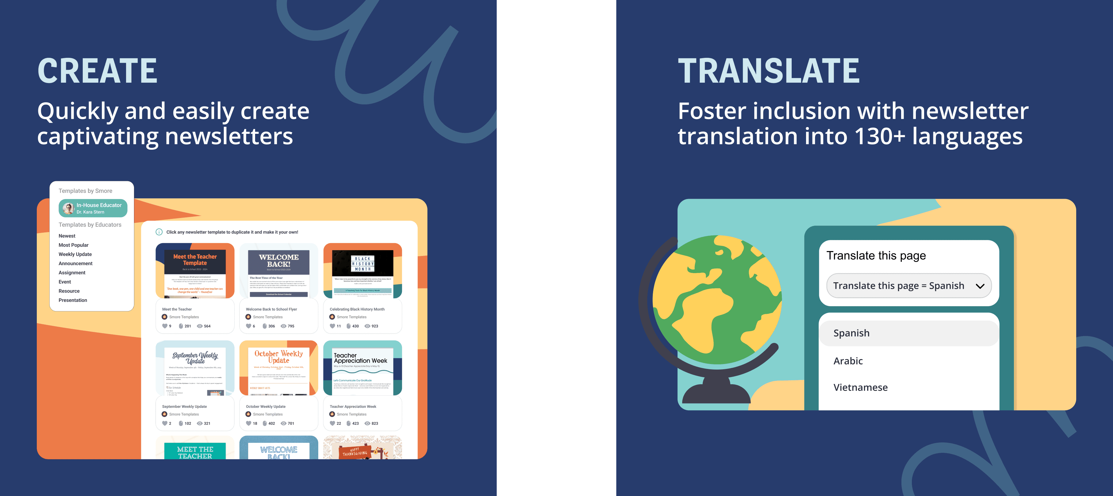 Square 1080x1080 ads and social posts for infographics features product UI features and illustration