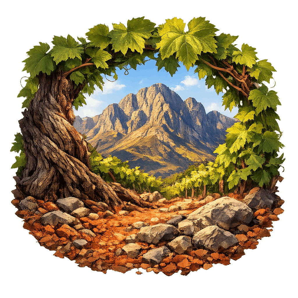 Detailed graphic of the Simonsberg-Stellenbosch wine region.