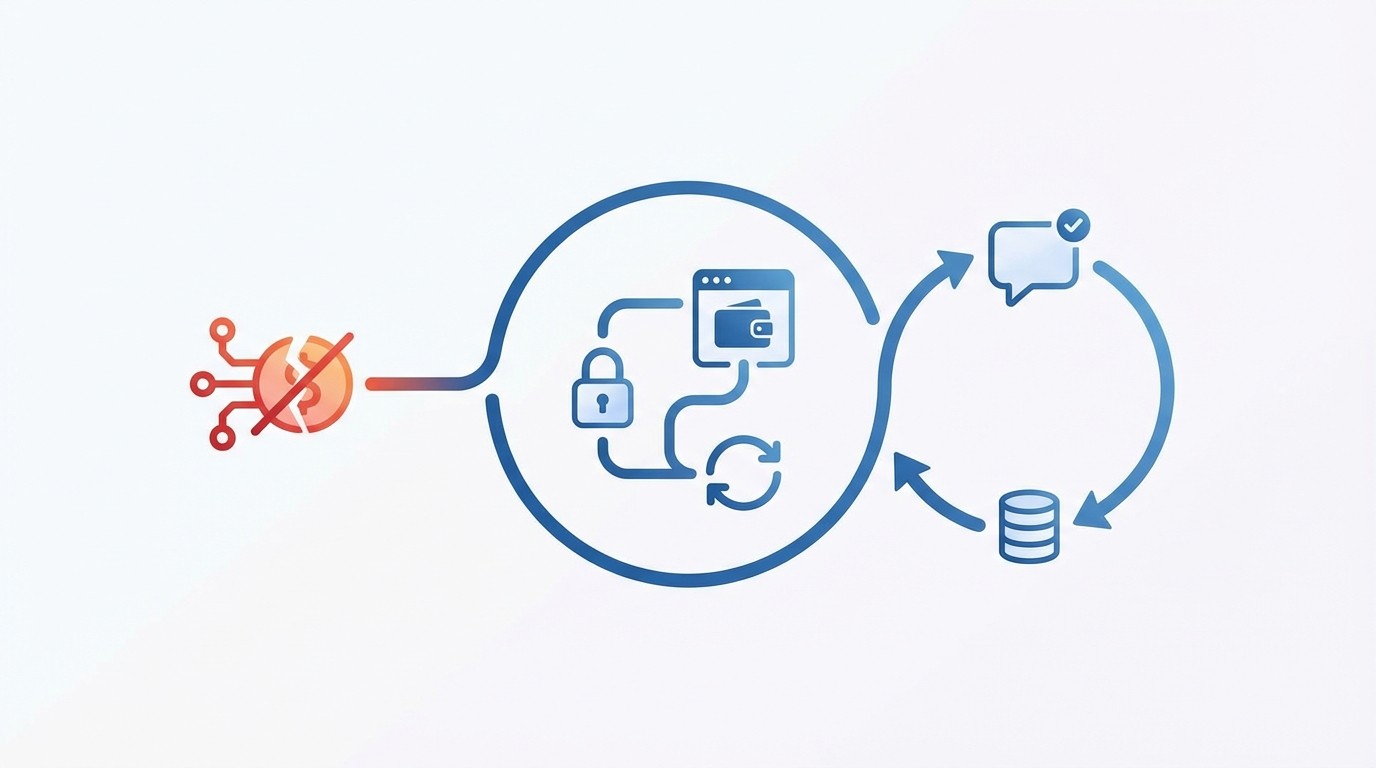 How RadMedia Automates In-Message Self-Service for Failed Payments concept illustration - RadMedia