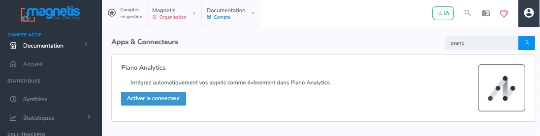 Activation du connecteur dans Magnétis