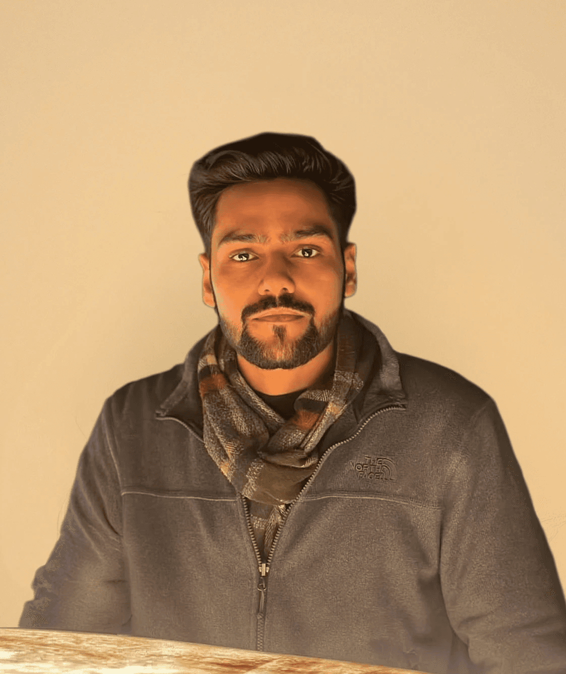Portrait of a laughing person with curly hair wearing a white shirt
