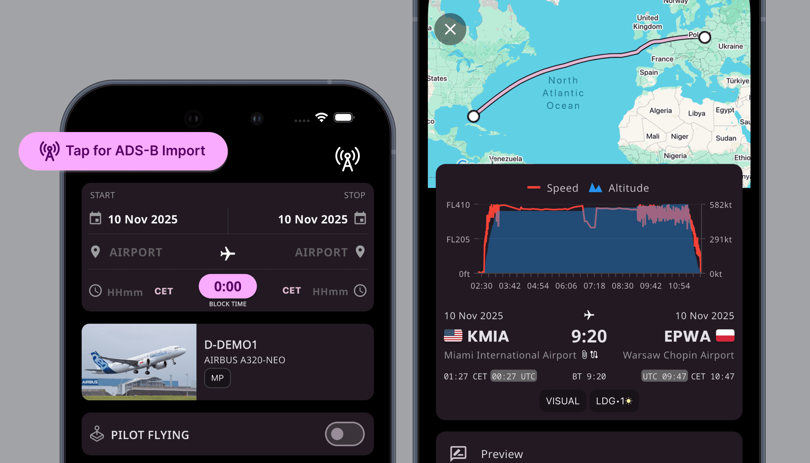 ADS-B Flight Import